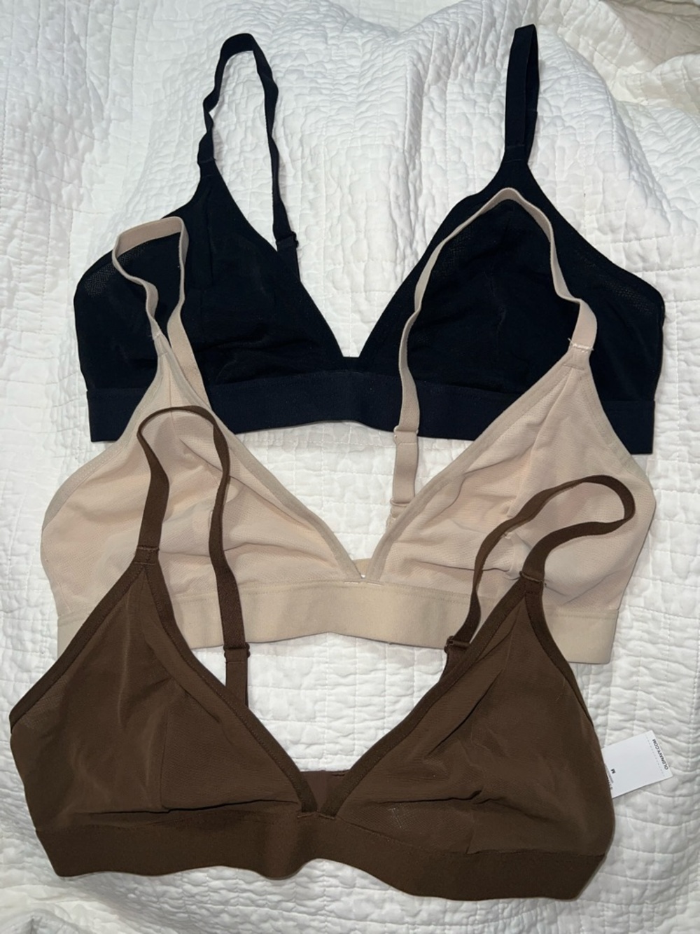 Old Navy Bralette 3-Pack in Black, Nude, Brown